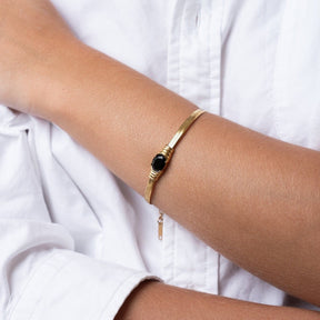 Onyx Stone Mesh Bracelet - Gold