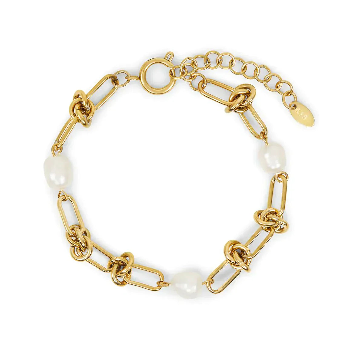 Knotted and Pearl Bracelet - Gold