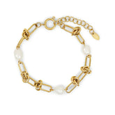 Knotted and Pearl Bracelet - Gold