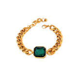 Rich Green Stone Bracelet - Gold