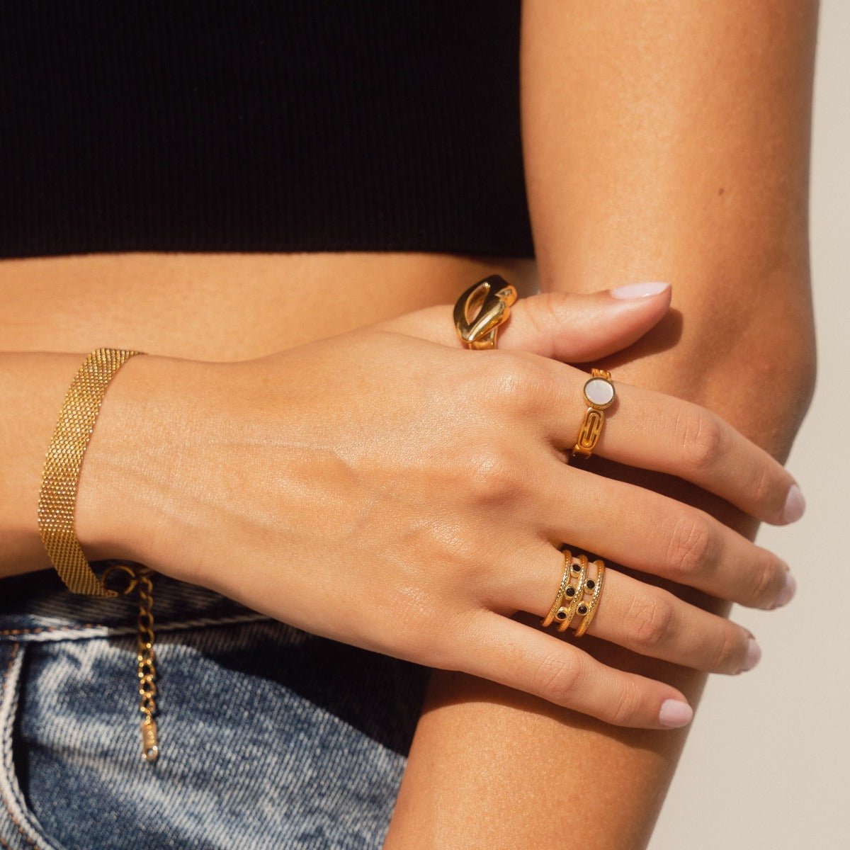 Plain Woven Bracelet - Gold