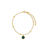 Emerald Charm Anklet - Gold
