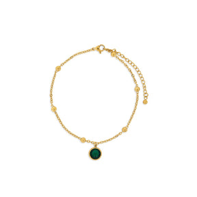 Emerald Charm Anklet - Gold